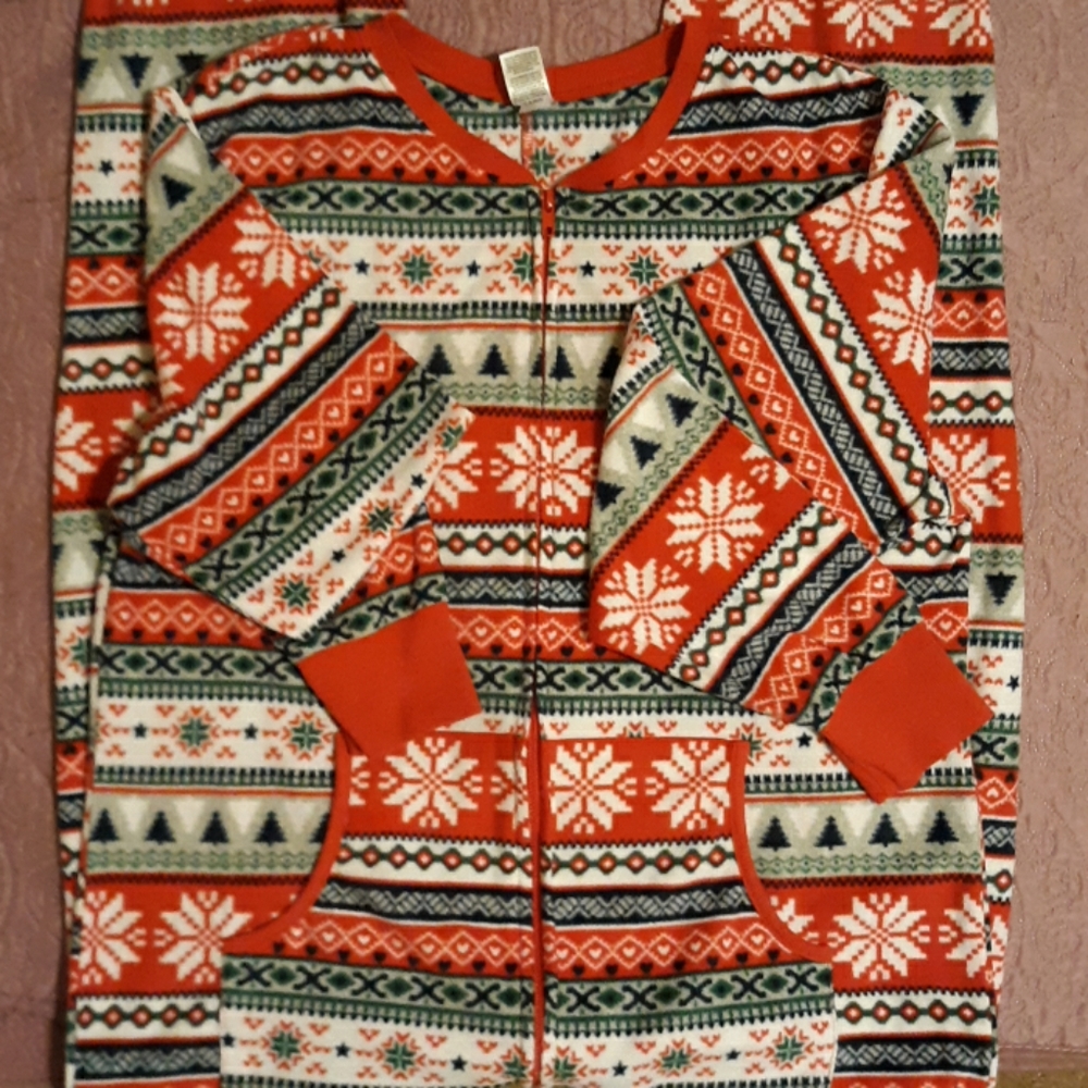 Fleece one piece Christmas pajamas